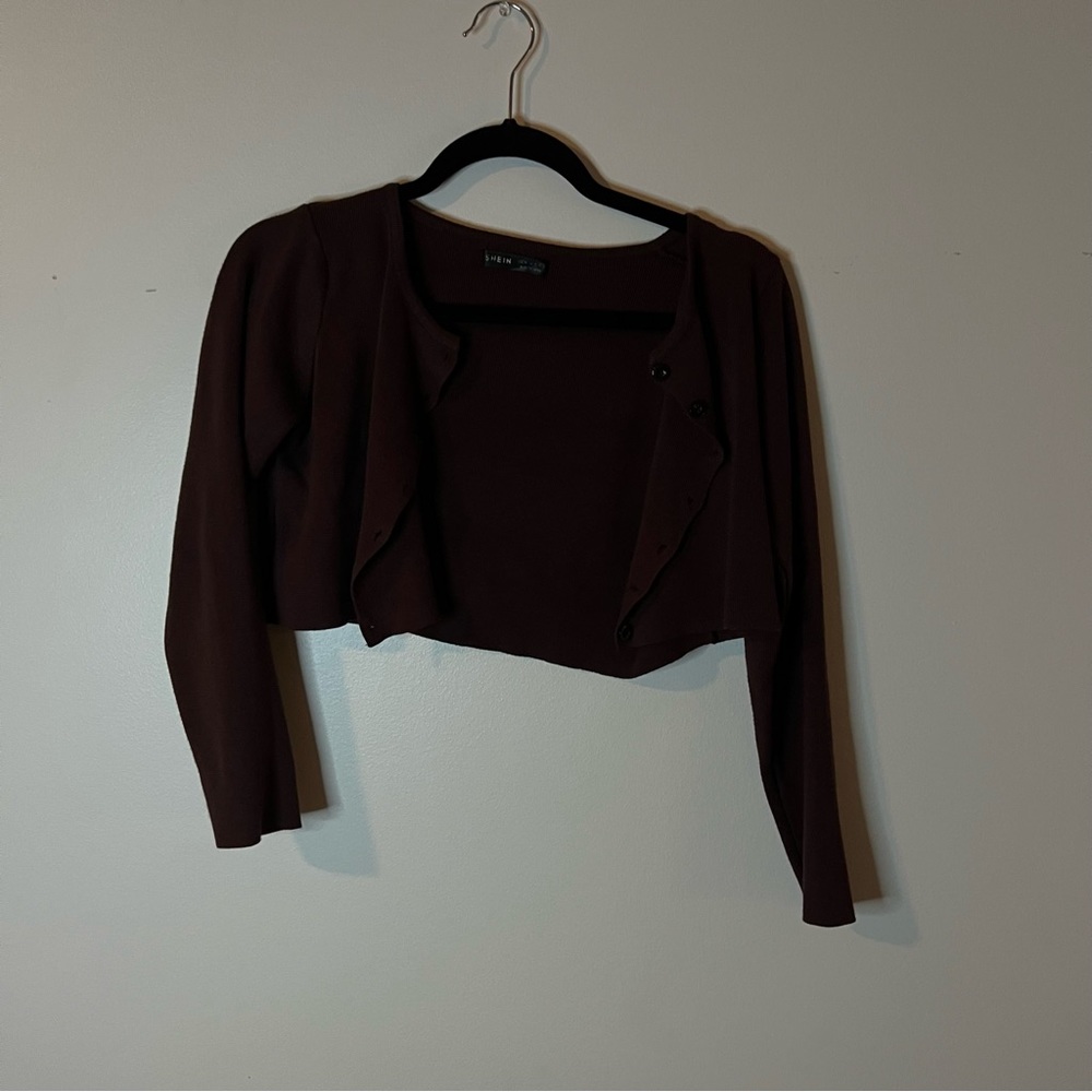 Brown cropped cardigan